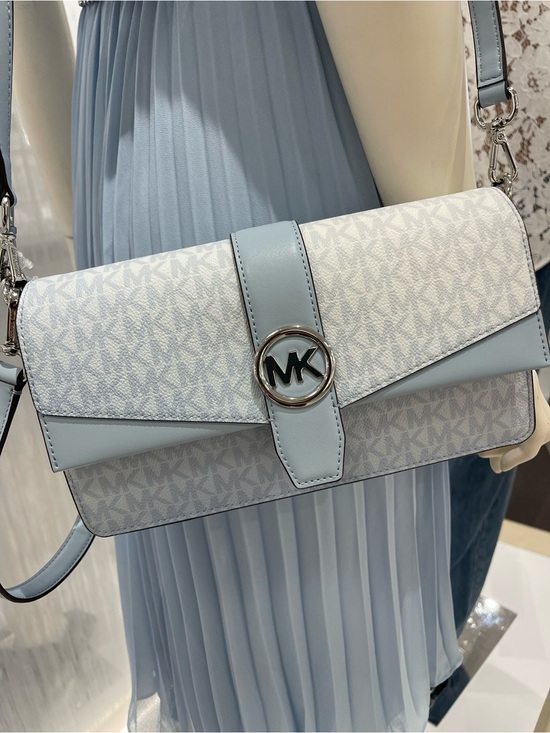 Michael Kors Handbags - MICHAEL KORS Greenwich Md Signature Logo Shoulder Crossbody Satchel 
Pale Ocean